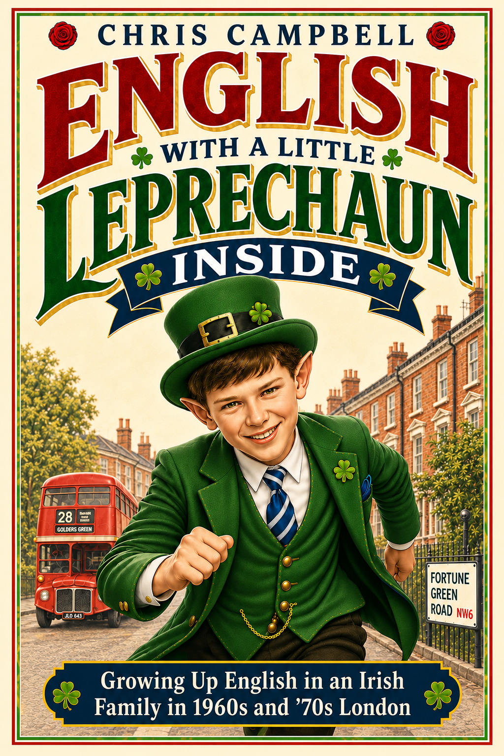 Book cover of English with a little leprechaun inside by Chris Campbell